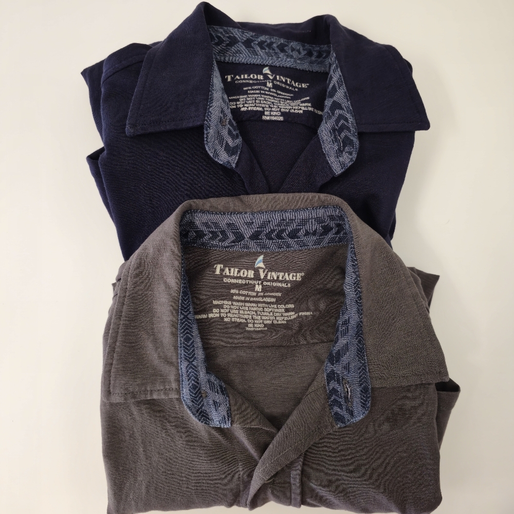 Tailor Vintage Bundle Of 2 Shirts‎ Navy and Gray Size M